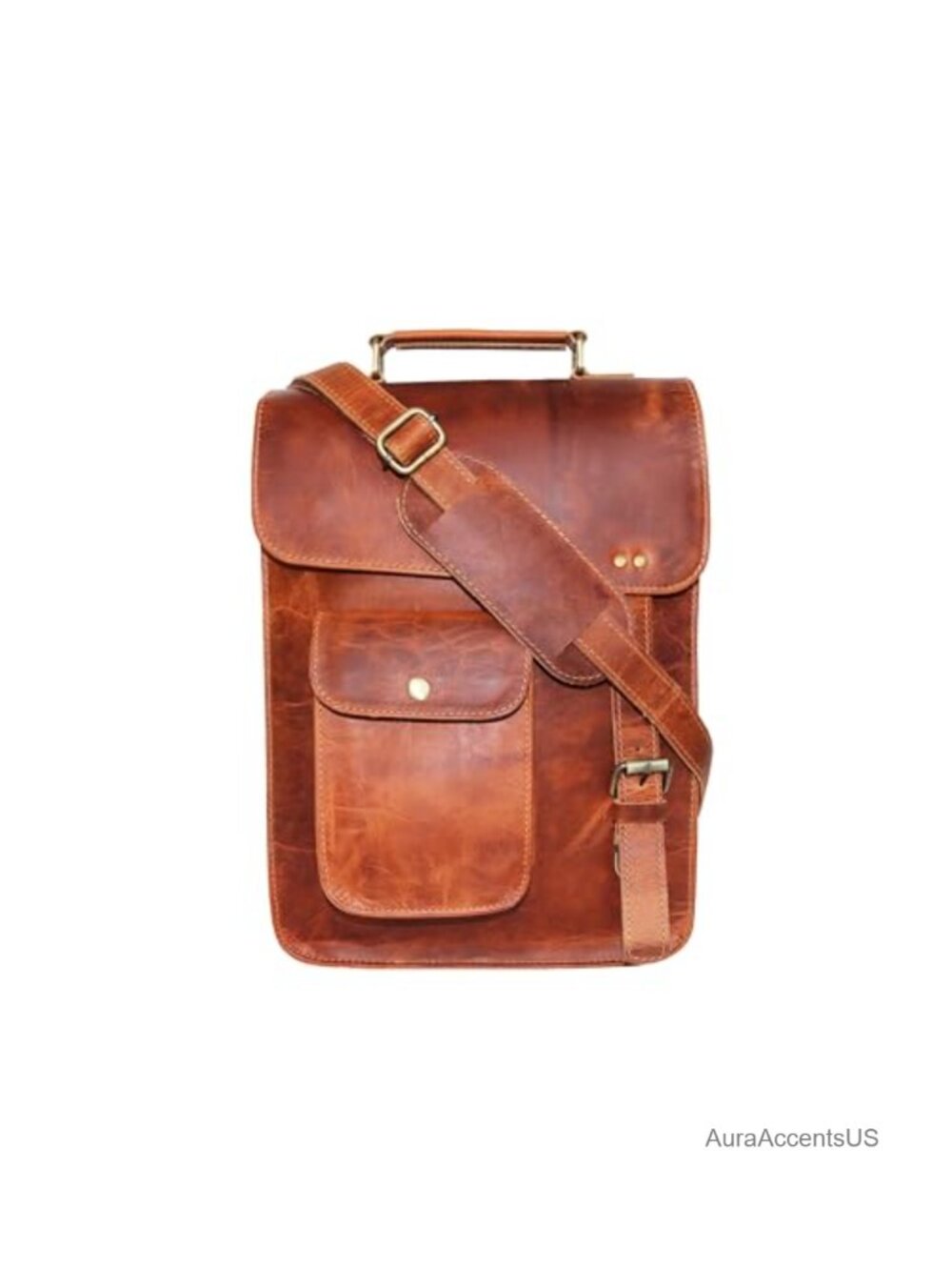 Leather Messenger Bag Laptop Case Briefcase Distressed Shoulder Bag for Men